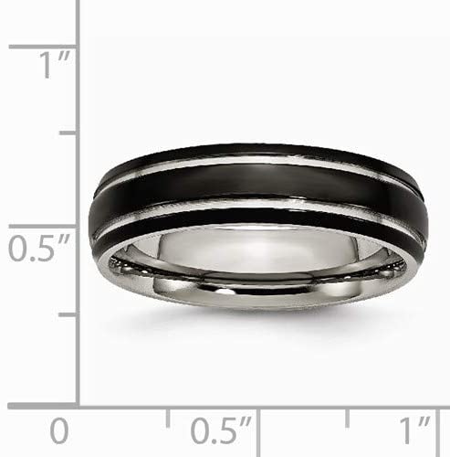 Grey Titanium, Black IP 6mm Grooved Edge Band, Size 8