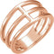 3 Row Negative Space Ring, 14k Rose Gold