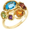 Swiss Blue Topaz, Pink Tourmaline, Peridot, Amethyst, Citrine 14k Yellow Gold Ring, Size 6