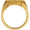 Men's Brushed Signet Ring, 18x16 mm 14k Yellow Gold, Size 10 (18x16MM)