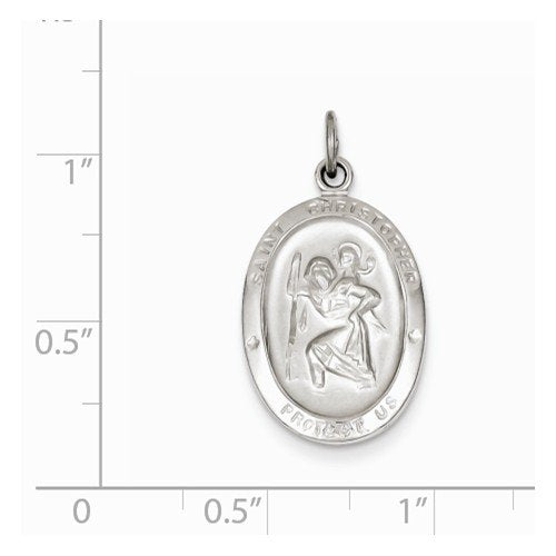 Rhodium-Plated Sterling Silver St. Christopher Medal (26X15 MM)