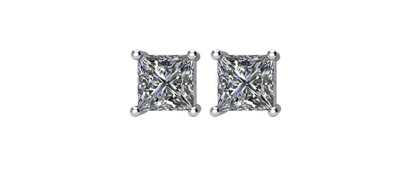 Princess-Cut Diamond Stud Earrings, Rhodium Plated 14k White Gold (.25 Cttw, Color GH, Clarity I1)