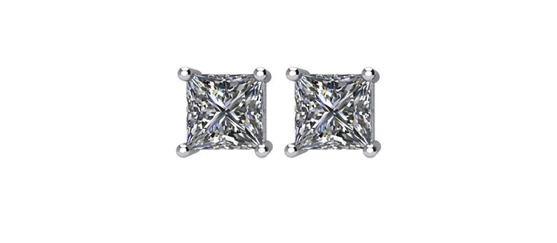 Princess-Cut Diamond Stud Earrings, Rhodium Plated 14k White Gold (.75 Cttw, Color GH, Clarity I1)