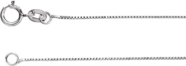 .55mm Rhodium-Plated 14k White Gold Solid Box Chain, 16"