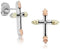 Ave 369 Antiquing with Beveled Edge Cross Earrings, Sterling Silver, 12k Green and Rose Gold Black Hills Gold Motif