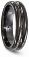 Black Ti Collection Black Titanium with Grooves 6mm Band, Size 8.5