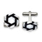 Stainless Steel Mother Of Pearl and Black Agate Hexagon Cuff Links