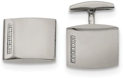 Stainless Steel CZ Square Cuff Links, 15X20MM