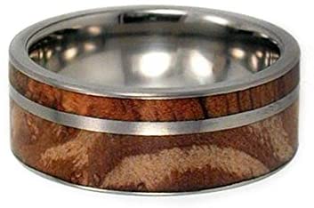 Buckeye Burl, Titanium Pinstripe 8mm Comfort Fit Titanium Wedding Band, Size 9.5