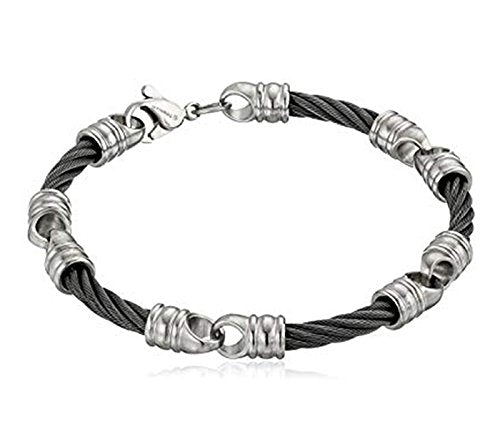 Men's Signature Cable Collection Gray Titanium Cable Link Bracelet, 7.5" (5MM)
