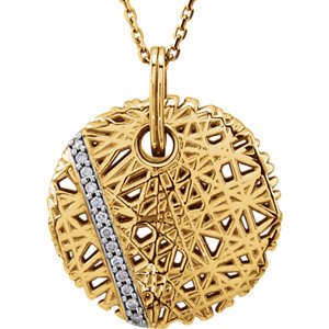 Diamond Nest Circle 14k Yellow Gold Pendant Necklace, 18" (.06 Cttw)