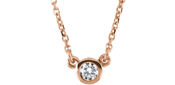 Diamond Solitaire 14k Rose Gold Pendant Necklace, 18" (1/4 Cttw)