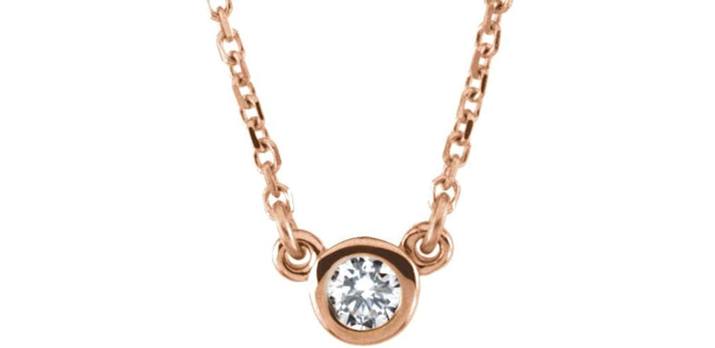 Diamond Solitaire 14k Rose Gold Pendant Necklace, 18" (1/10 Cttw)