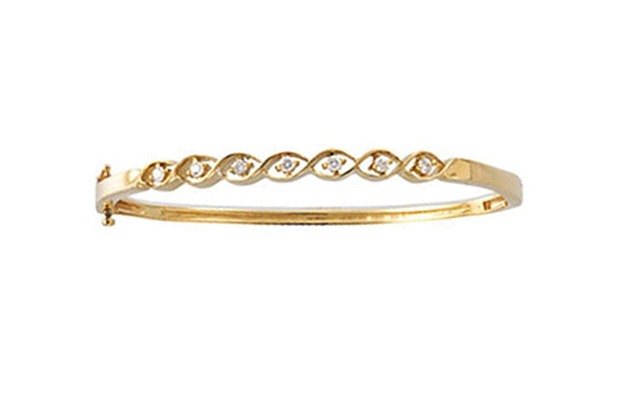 Diamond Bangle Bracelet, 14k Yellow Gold, 7.5" (.25 Cttw, GH Color , I1 Clarity )