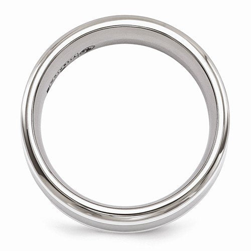 Silver Inlay Collection Mirror Polished Gray Titanium and Argentium Silver 9mm Band