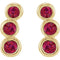 Chatham Created Ruby Three-Stone Ear Climbers, 14k Yellow Gold