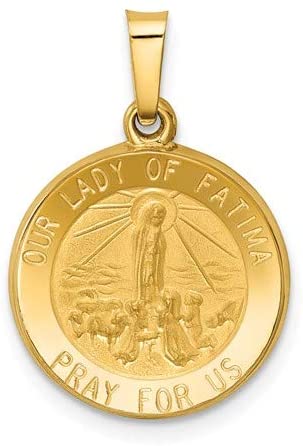 14k Yellow Gold Our Lady Fatima Medal Pendant (17X15MM)