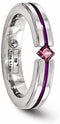 Edward Mirell Titanium Rhodolite Garnet and Grooved Pink Anodized 4mm Wedding Band