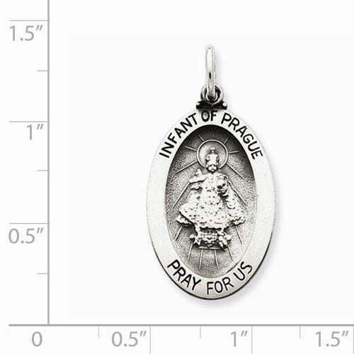 Sterling Silver Antiqued Infant of Prague Medal (20X14MM)
