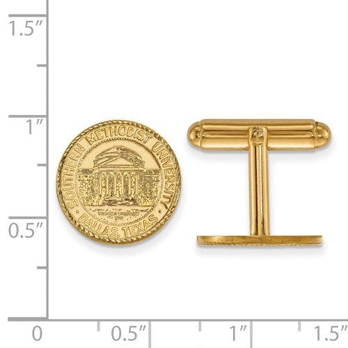 Gold-Plated Sterling Silver Southern Methodist University Crest Cuff Links, 15MM