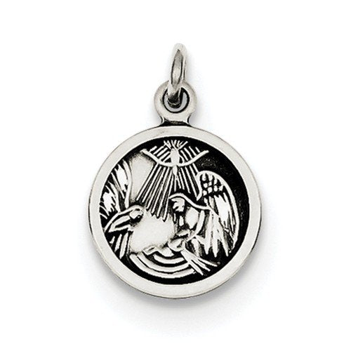 Sterling Silver Antiqued Baptism Medal (16X11MM)