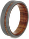 Tulip Wood Wedding Band with Sandblasted Titanium Overlay 6mm Comfort-Fit