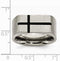 Brushed Grey Titanium 10mm Black Enamel Cross Band, Size 8.5