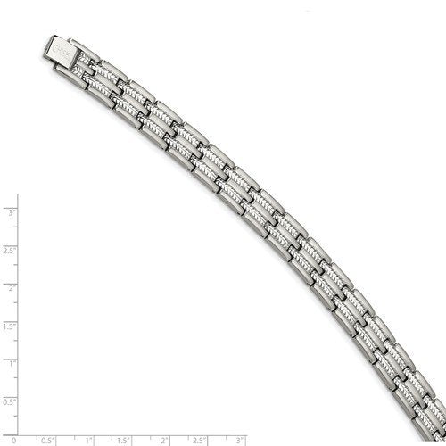 Men's Brushed and Polished Stainless Steel 11mm Bracelet, 8.75"