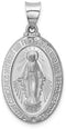 Rhodium-Plated 14k White Gold Miraculous Medal Pendant (25X15MM)