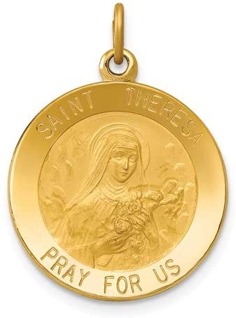 14k Yellow Gold St. Theresa Medal Charm (26X19MM)