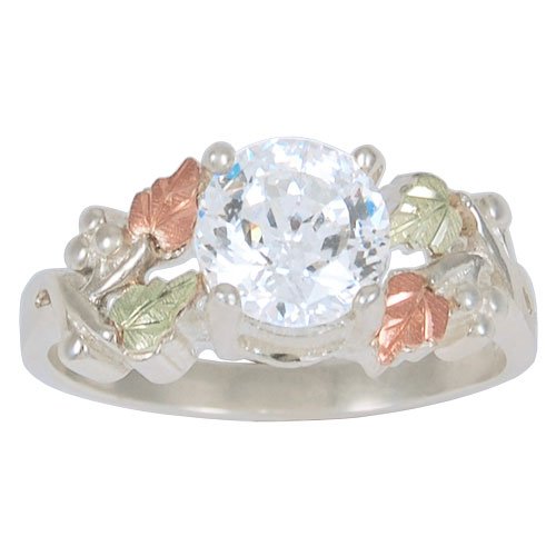 Sterling Silver CZ Band with 12k Rose and Green Gold, Sizes 4 to 9
