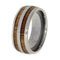 Koa Wood Pinstripes 7.5mm Comfort Fit Polished Titanium Band