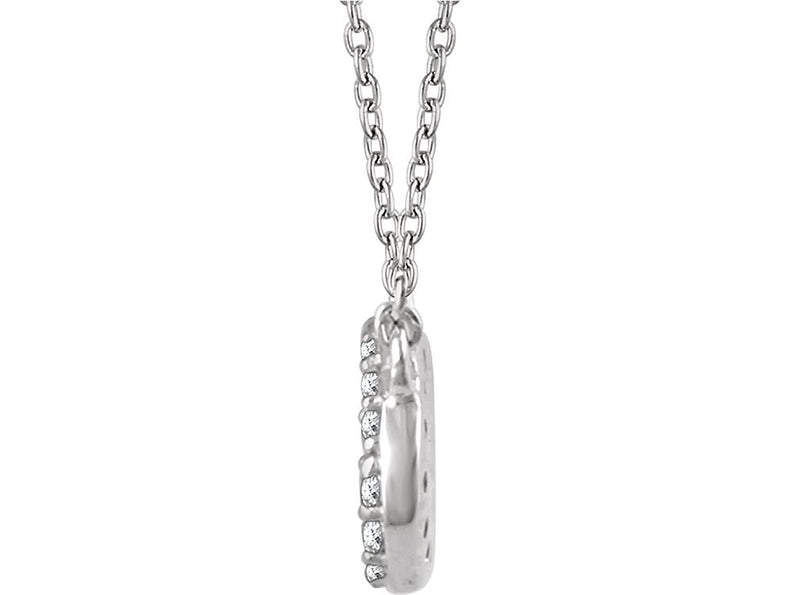 Diamond Oval Pendant Necklace 14k White Gold, 18" (.20 Cttw)