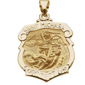 14k Yellow Gold St. Michael Medal Shield