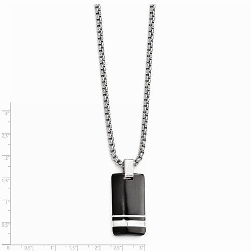 Edward Mirell Black Titanium and Sterling Silver Pendant Necklace, 20"