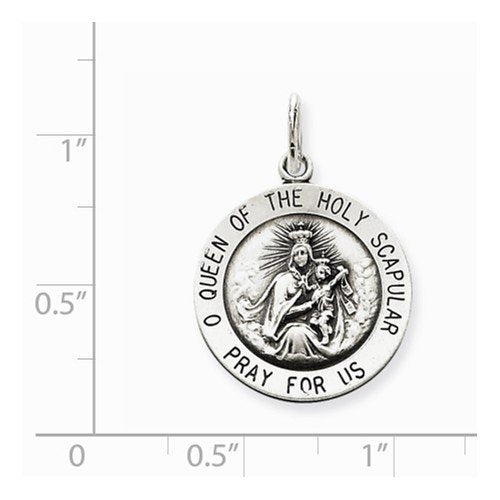 Sterling Silver Queen Of The Holy Scapular Medal (26X20MM)