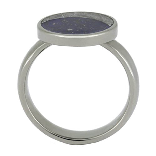 Meteorite Moon and Blue Starry Night 4mm Comfort-Fit Titanium Wedding Band, Size 6