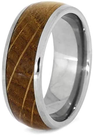 Whiskey Barrel Oak Wood 8mm Titanium Comfort-Fit Band, 14