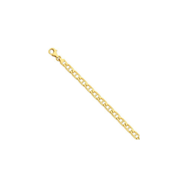 Men's Polished 14k Yellow Gold 7mm Anchor Link Bracelet, 9"
