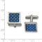 Stainless Steel Polished, Blue Carbon Fiber Inlay Square Cuff Links, 16MMX16MM