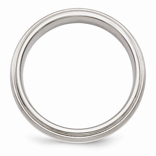 Silver Inlay Collection Brushed and Polished Titanium, Argentium Silver 6mm Band