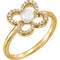 White Freshwater Cultured Pearl, Diamond Clover Ring, 14k Yellow Gold (4.00-4.50mm)(.16 Ctw, Color G-H, Clarity I1)