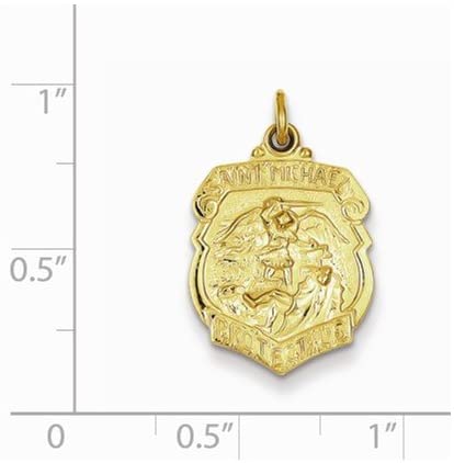 24k Gold-Plated Sterling Silver St. Michael Badge Medal (22X15MM)
