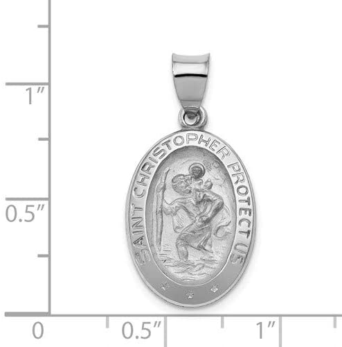 Rhodium-Plated 14k White Gold St. Christopher Medal Pendant (22X14MM)