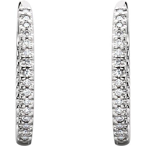 Diamond Inside-Outside Hoop Earrings, 14K White Gold (1/2 Ctw, Color G-I , Clarity I1 )