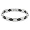 Men's Stainless Steel Black Rubber Design Bracelet, 9"