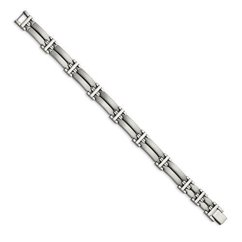 Men's Brushed and Polished Stainless Steel Link Bracelet, 8.5 "