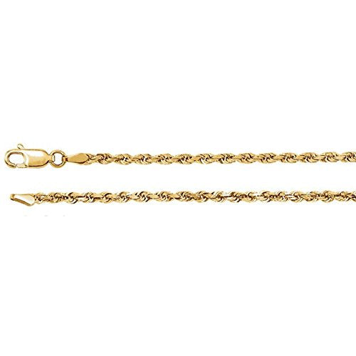 14k Yellow Gold 2.5mm Diamond-Cut Rope Chain, 18"