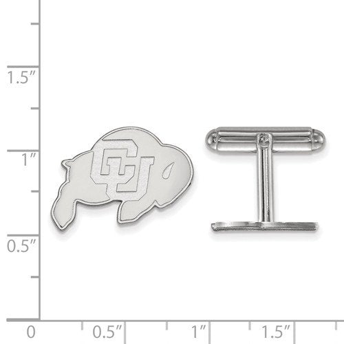 Rhodium-Plated Sterling Silver University Of Colorado Cuff Links, 15X18MM