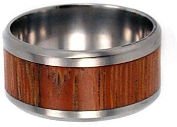 Marble Wood Inlay 10mm Comfort Fit Matte Titanium Wedding Band, Size 8.75